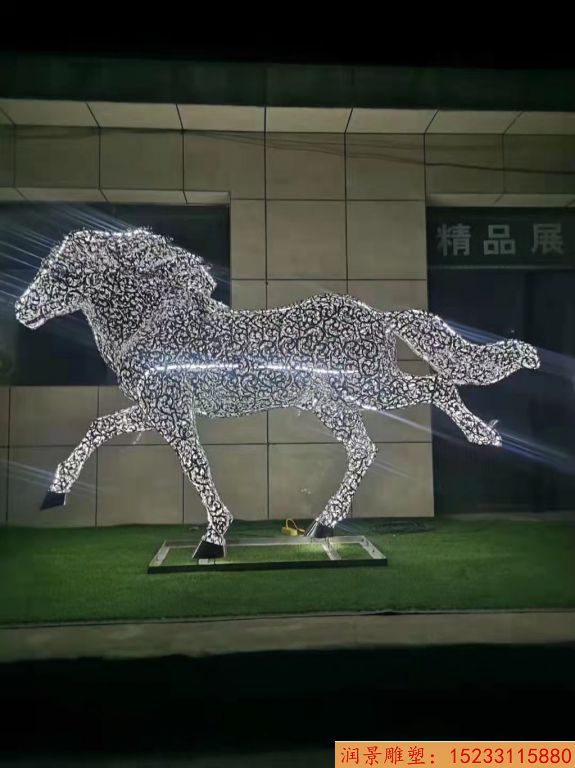 不锈钢花片镂空马雕塑 可以亮光的马雕塑7