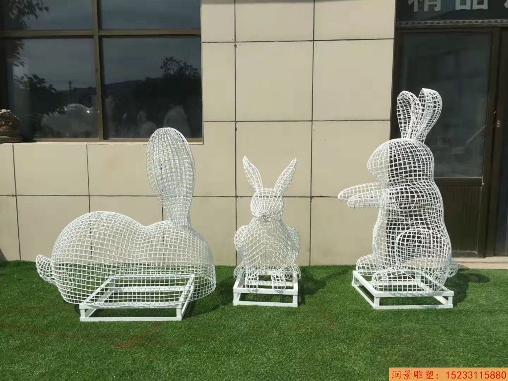 不锈钢镂空兔子雕塑 景观兔子造型雕塑2