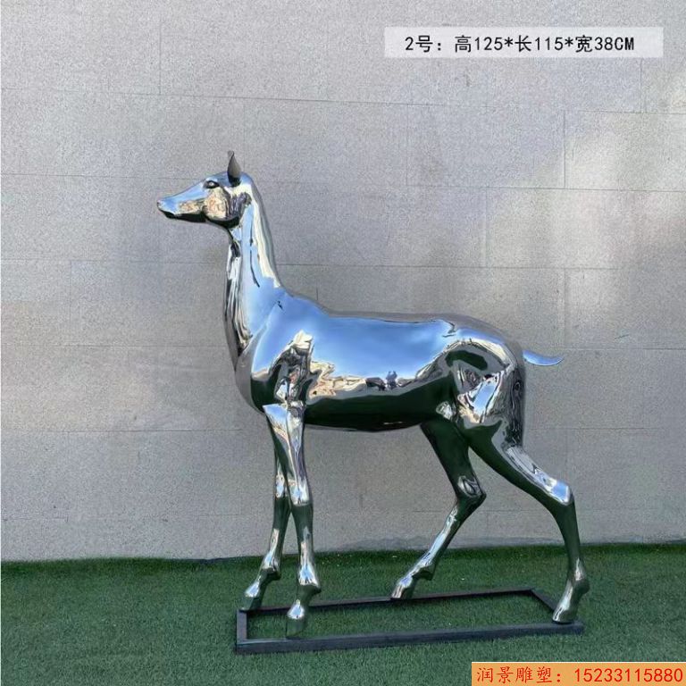 不锈钢镜面鹿雕塑 小区景观动物鹿雕塑6