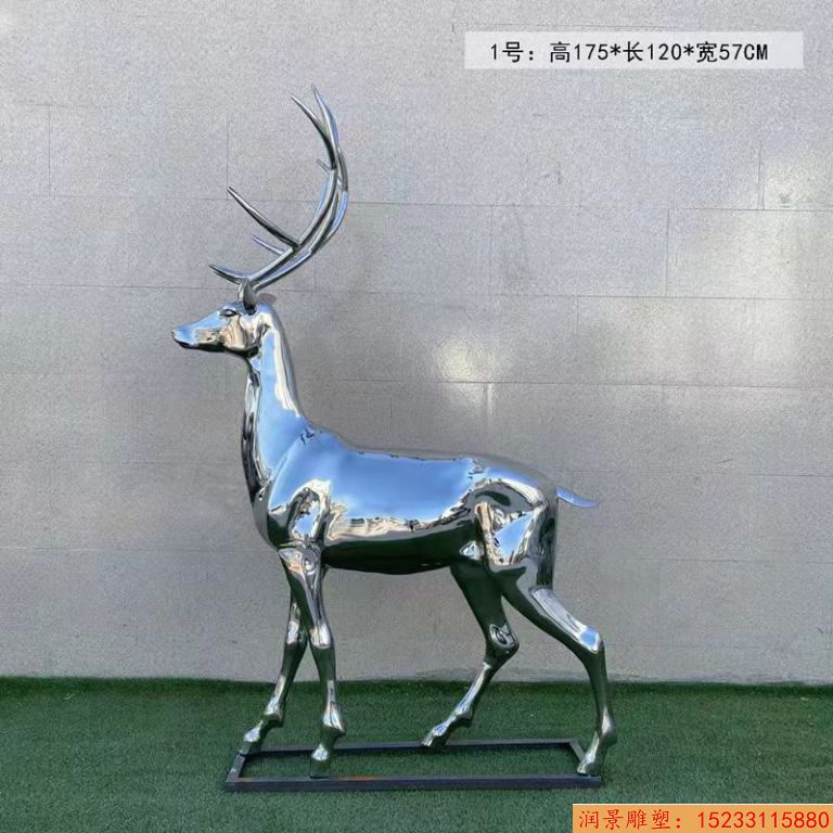 不锈钢镜面鹿雕塑 小区景观动物鹿雕塑4