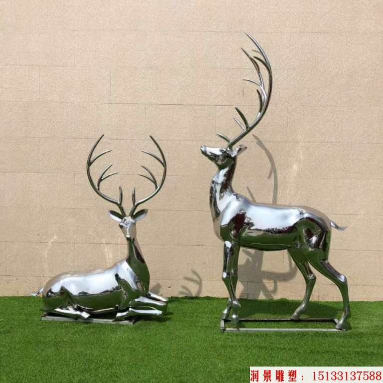 不锈钢镜面鹿雕塑 创意设计5